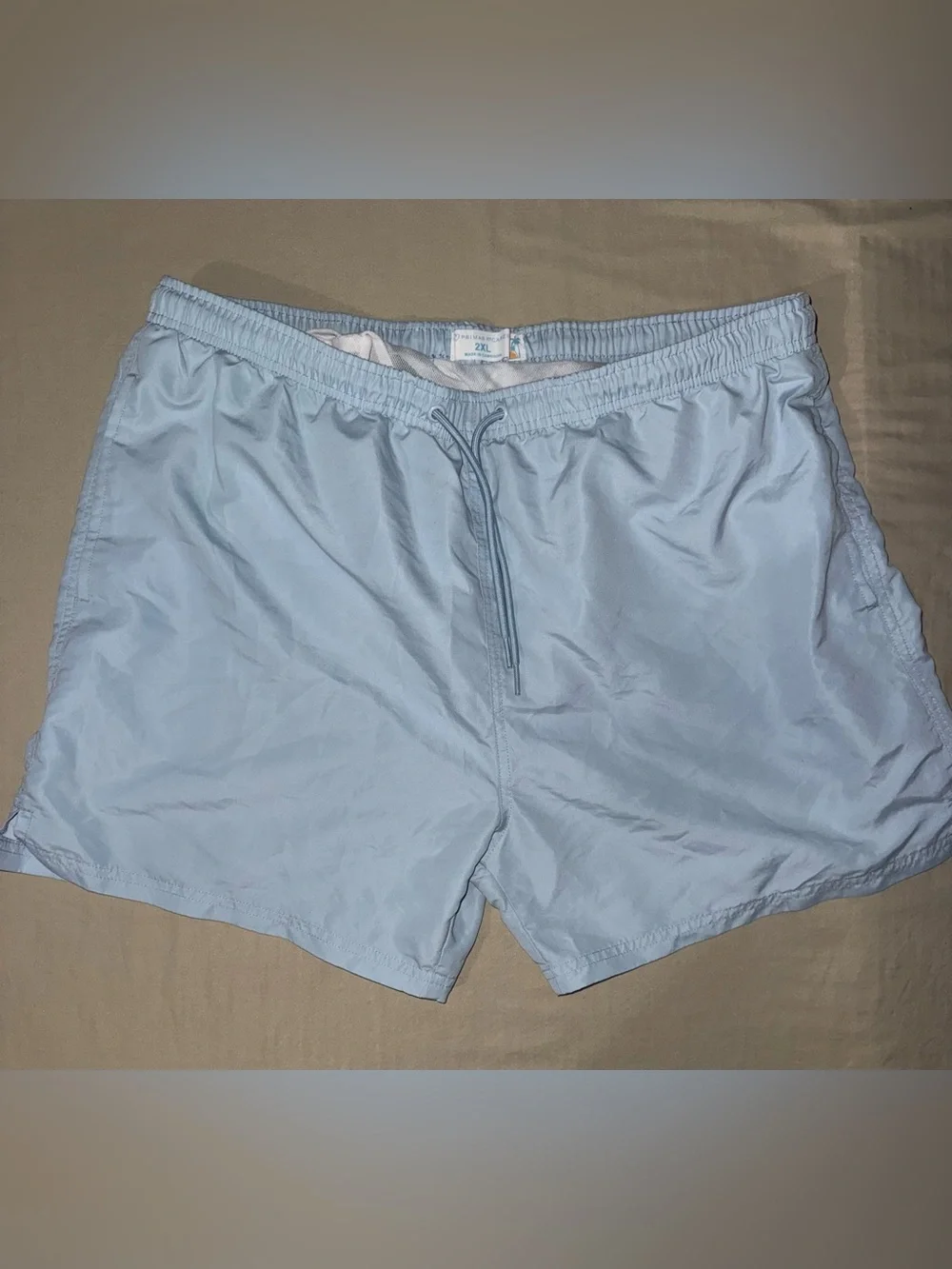 Primark Men’s Swim Shorts Light Blue Solid Drawstring Size 2XL